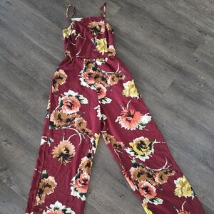 Floral Burgundy Jumpsuit